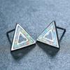 Simple and Stylish Platinum Blue and White Hollow Triangle Women's Versatile Stud Earrings