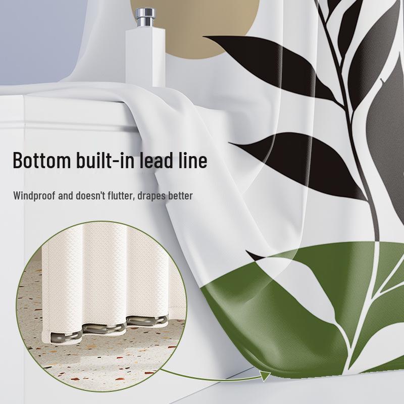 High-End Minimalist Floral Shower Curtain Set: Lazy-Style, Thickened, Waterproof, Mildew & Wrinkle Resistant.