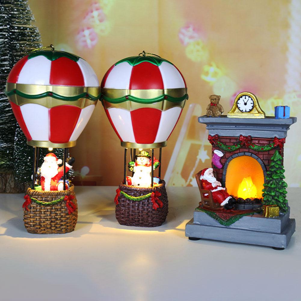 

Christmas Resin Ornaments Fireplace/Snowman/Santa Claus Lighted Christmas Table Decorations Indoor Decoration for Home