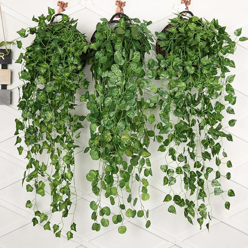 1PC Artificial Plant Outdoor Simulation Plant Wall Hanging Ivy Leaf Home Garden Decoration Silk Leaf Green Plant