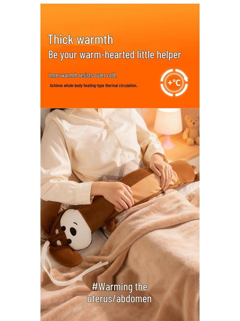 Adorable Animal Long Hot Water Bottle - Extra Large Winter Bed and Belly Warmer