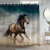 Prancing Horse Shower Curtains Oil Painting Art Farm Animals Bath Curtain Set Polyester Fabric Bathroom Bathtub Decor With Hooks