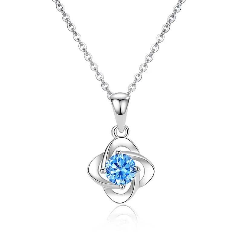 S925 Silver Lucky Clover Necklace Female, Japanese and Korean Simple Student Mori Flower Pendant Collarbone Chain Neck Chain Jewelry Gift
