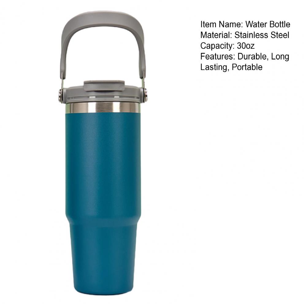 30oz Nerezová láhev na vodu Vakuově izolovaný hrnek s uchem Kelímek Kancelář Auto Cestovní hrnek Víčko Sportovní pitné doplňky