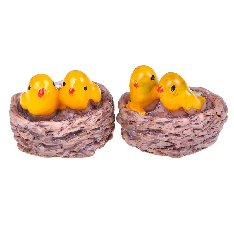 Mini Nest With Birds Fairy Garden Miniatures Gnomes Moss Terrariums Resin Crafts onesize