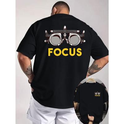 American Fun Professional Style T-Shirt! Phoropter + "FOCUS" Slogan Double Printed On The Front And Back, Suitable for The Daily Wear of Optometrists