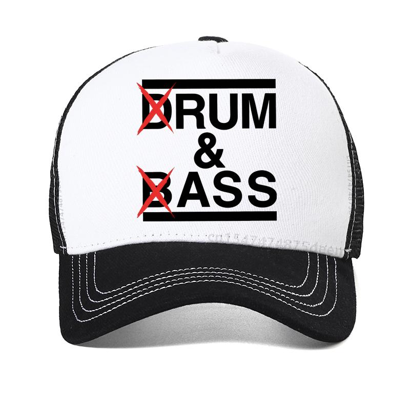 Retro Drum And Bass letter print baseball cap fashionable creative men's women's mesh snapback hat Breathable casual trucker hat