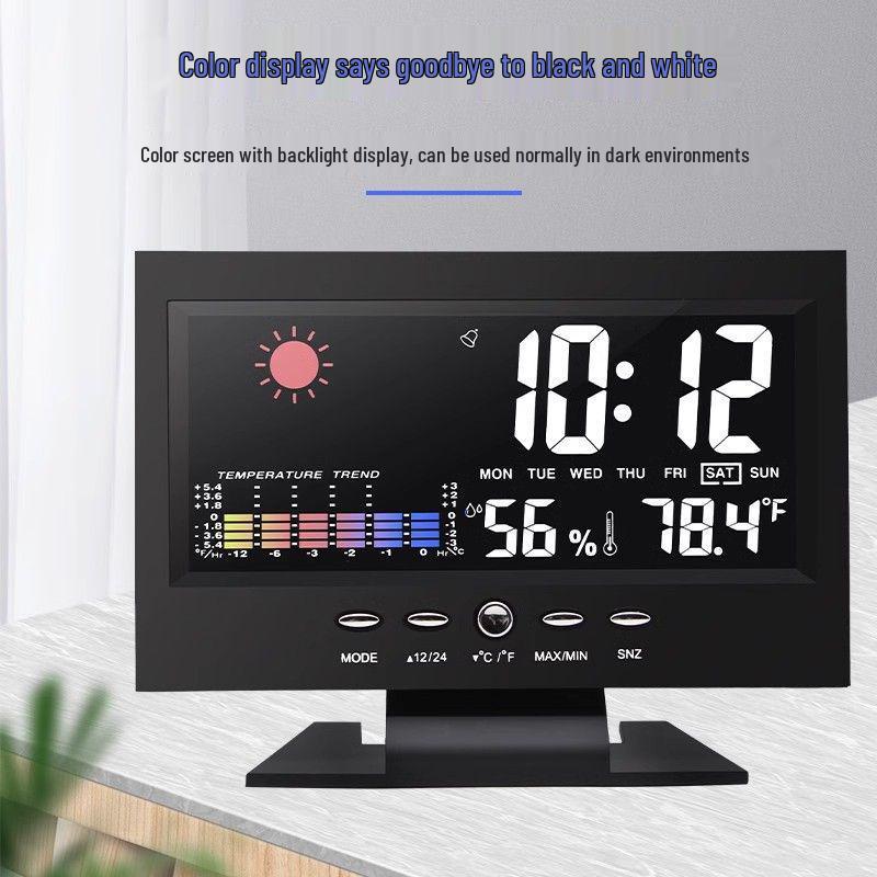 Multifunctional Weather Clock: Electronic Voice-Activated Alarm with Thermometer and Humidity Meter