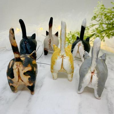 7*5cm Cat Figurine Artistic Resin Surprised Expression Miniature Cat Kawaii Kitten Home Decor Car Interior For Desktop Decor