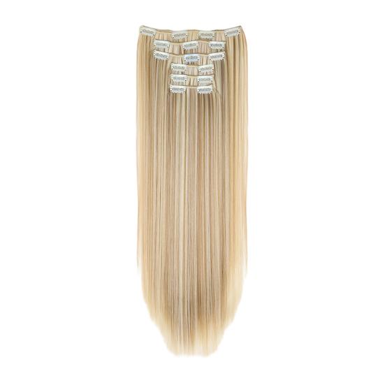 Women Clip-in Hair Extension Heat Resistant Fluffy Lightweight Invisible Natural Looking Thick Long Straight Synthetic Hairpiece