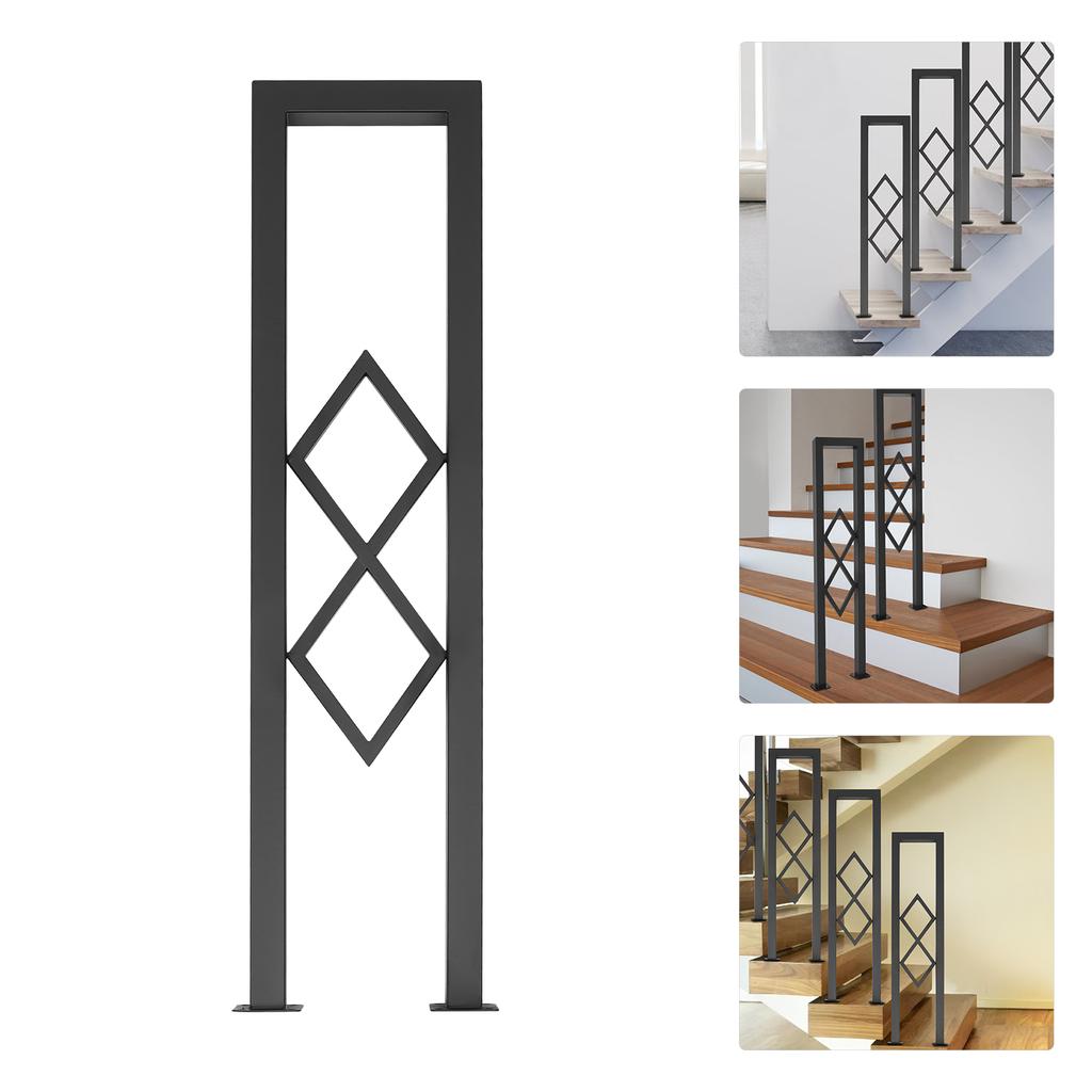 85cm Carbon Steel U-Shaped Stair Handrail,Black/White Decorative Stair Railing Floor-Mounted for Stairs,Attics