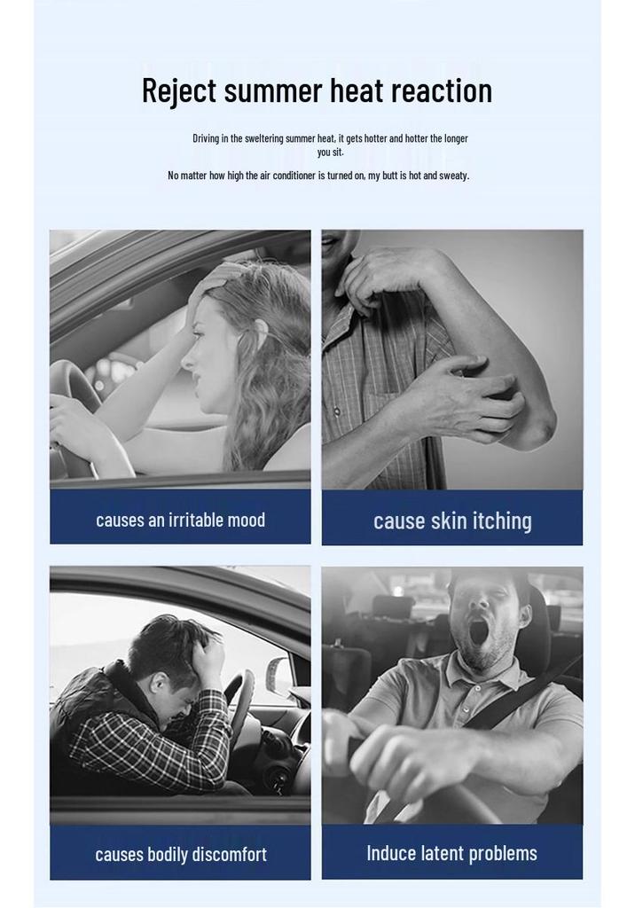 Kühlende Autositzauflage - Luftgeblasene Massage, Eis-Seide, Geräuschreduzierung für 12V/24V Fahrzeuge
