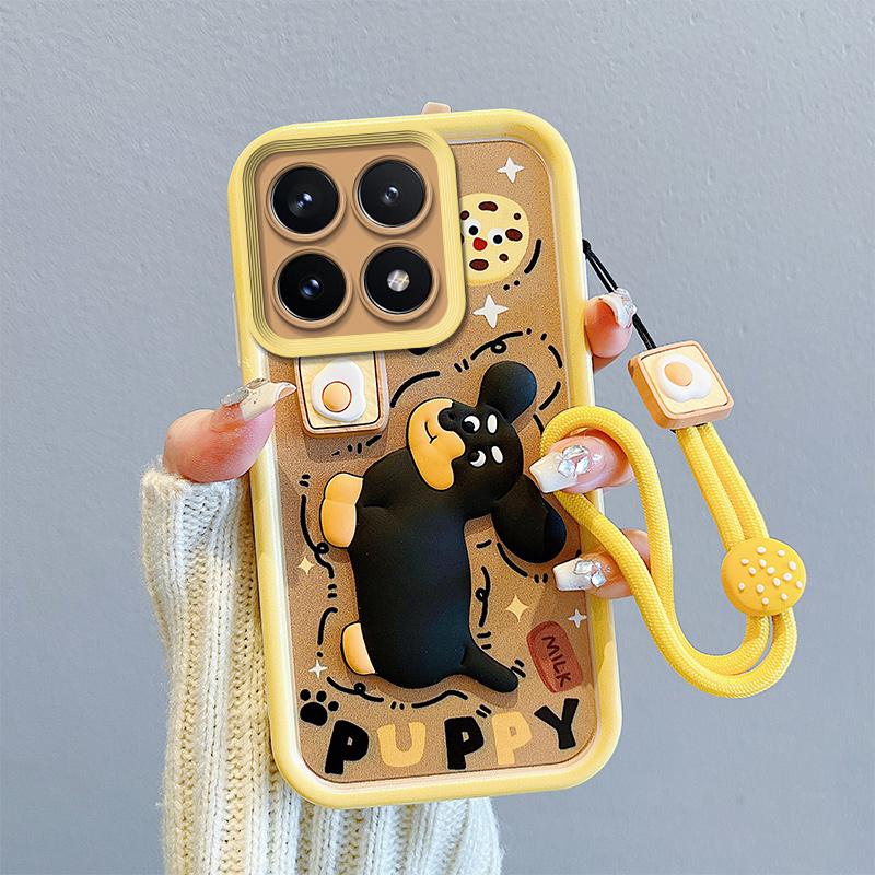 KEYSION Nárazuvzdorné pouzdro pro Xiaomi POCO F6 Pro se šňůrkou Měkký silikonový roztomilý 3D kreslený panáček Kryt na telefon pro POCO X6 Pro 5G