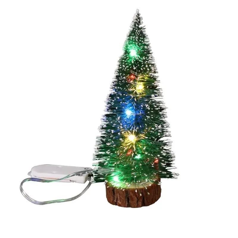 Mini Noel Ağacı Küçük Çam Ağacı Ahşap Tabanlı Noel Tatili Partisi Ev Masa Üstü Ağaç Dekoru Işıklı veya Süslemeli Ağaç
