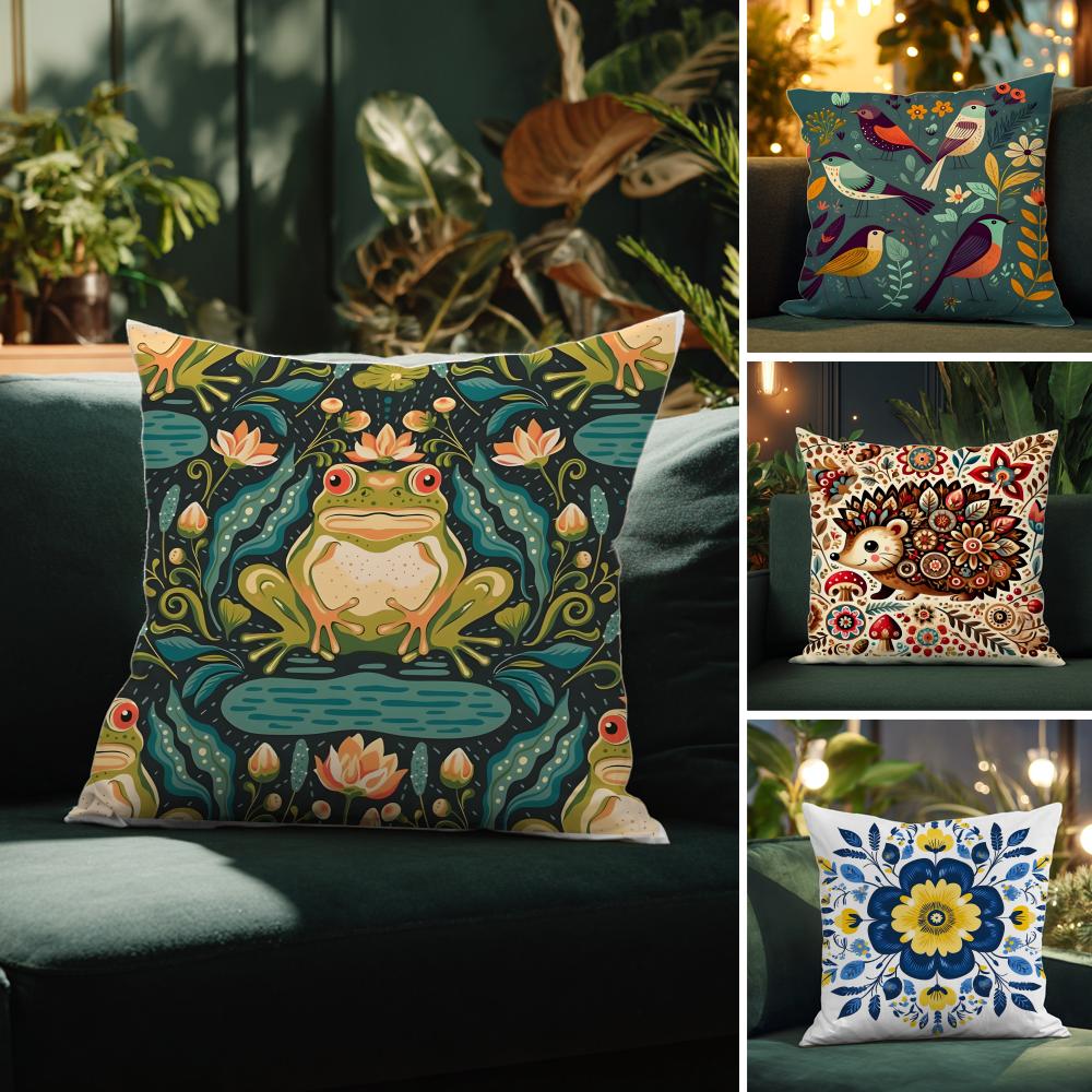 Natural floral colors animal prints Pillow Case Comfort Sofa Bed Silky elegant Invisible zipper Decorative cushion cover