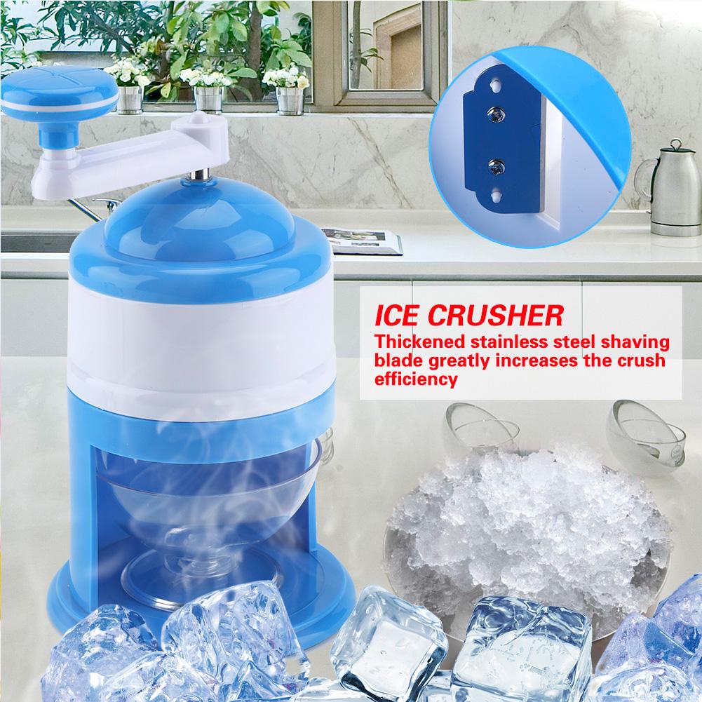 Portable Hand Crank Manual Ice Crusher Shaver Snow Cone Maker Machine Household Kitchen Tool