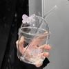2024 Ins Wasserbecher Hochwertiges Glas Trinkgeschirr mit Strohhalm für den Hausgebrauch und Feentee Tasse