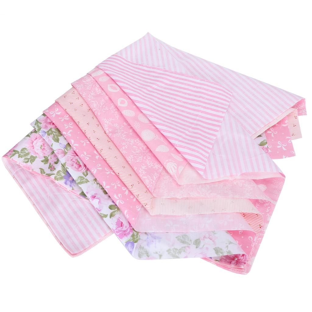 6Pcs Cotton Fabric Twill Printing Cloth Quilting Sewing Craft 50x40cm(Pink(6 colors) )