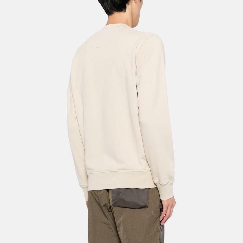 STONE ISLAND Plain Crew Neck Logo Pullover Long Sleeve Sweatshirt Men Sweatshirt Beige 811563051-V0097