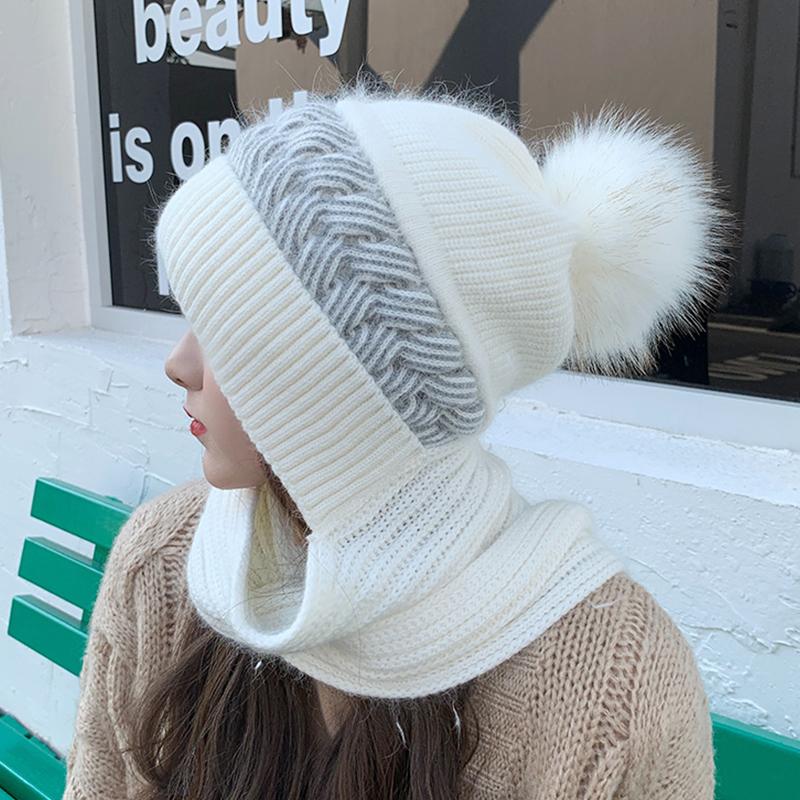 The New Hat Scarf Is Integrated And Thickened The Warm And Warm Winter Ears