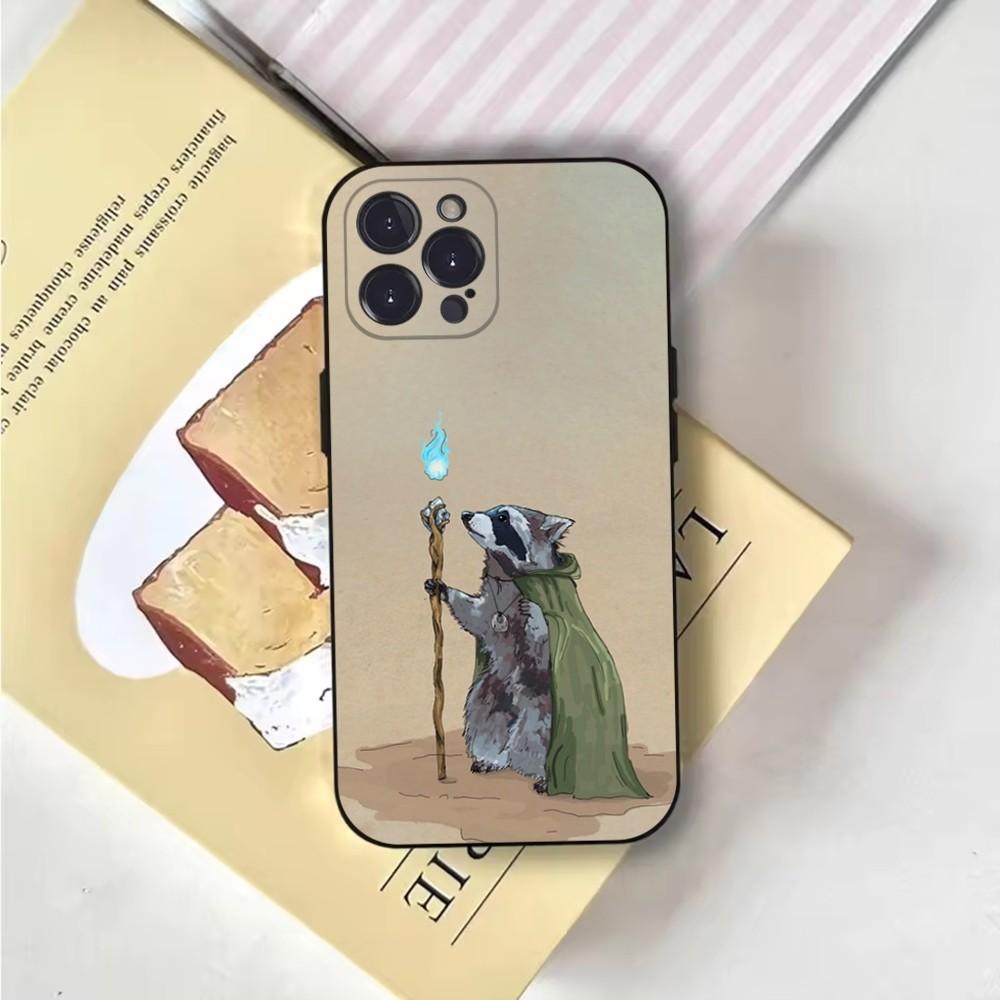 

Cute canvas Raccoons Phone Case For iPhone 16,15,14,13,12,11,Pro,X,XS,Max,XR,Plus,Mini Soft Black Cover iPhone12