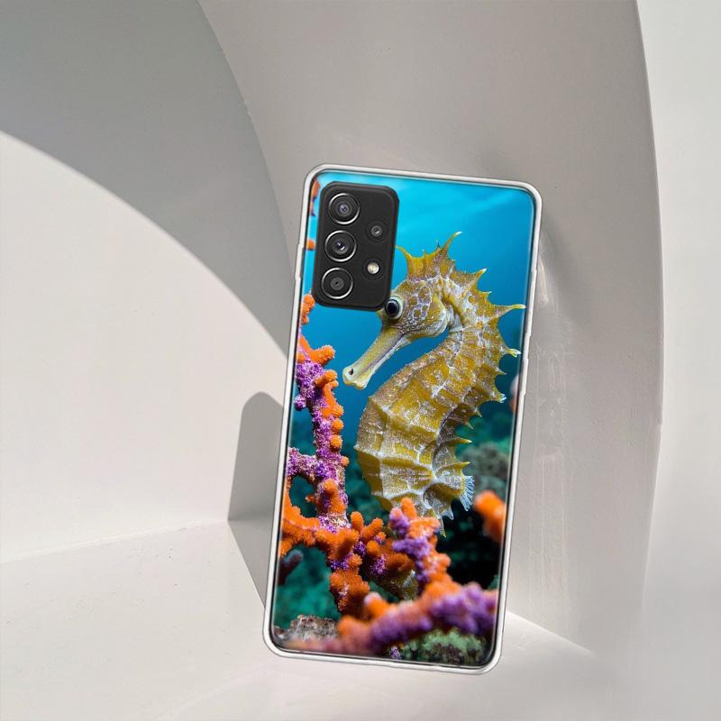 Seahorse Underwater Fantasy Phone Case for Samsung A54 A57 A37 A17 A14 A15 A12 A24 A34 A55 A35 A25 A52S A07 A05S A04S A22 A32 A7