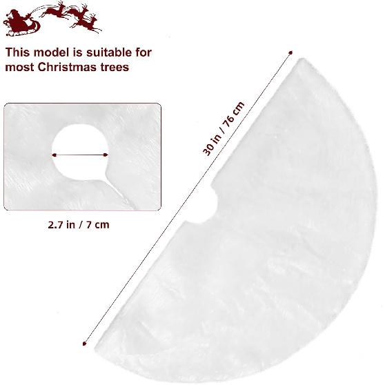TNIKSKY 30inch Christmas Tree Plush Skirt Faux Fur Christmas Tree Skirt White Plush Skirt for Holiday Tree Ornaments Decoration Merry Christmas