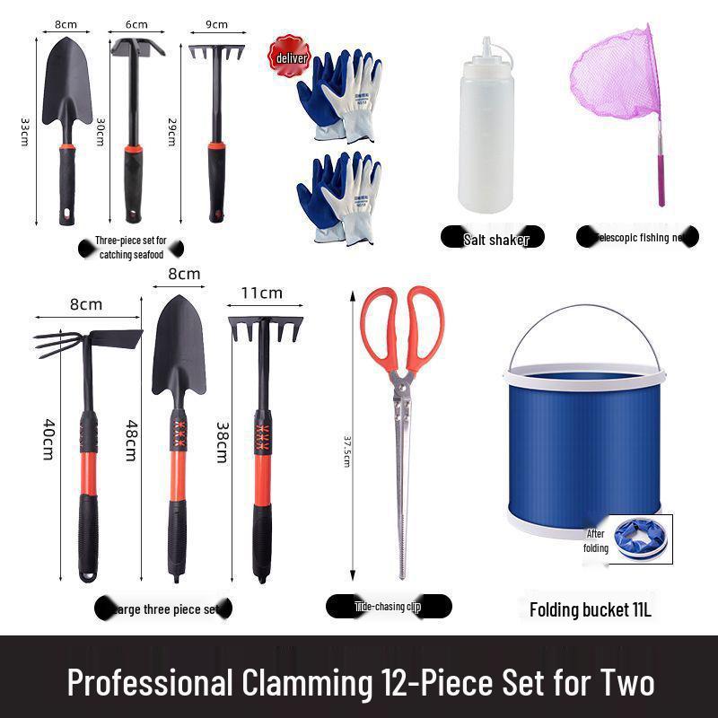 

Tide-Chasing Children s Beach Tool Set: Sand Digging, Clam & Crab Clips, Rake, Shovel