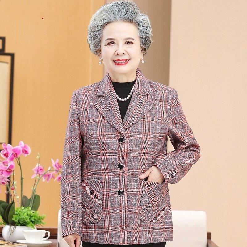 

Spring Plaid Suit Jacket for 60-70-Year-Old Women - 2026 Collection 3XL (115-130 lbs)