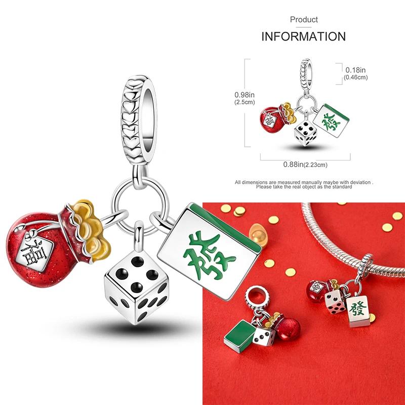 Copper Luck Getting Rich Blessing Pendant Chinese Elements Charms Beaded Fit Original Bracelet Jewelry Women Diy