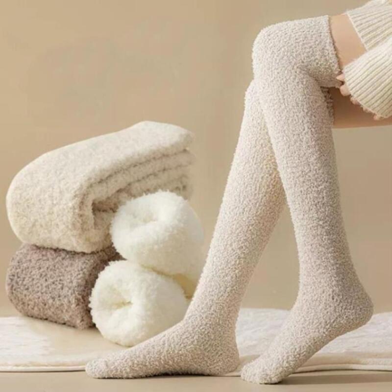 Women s Colorful Microfiber Knee Socks Long Sleep Socks white
