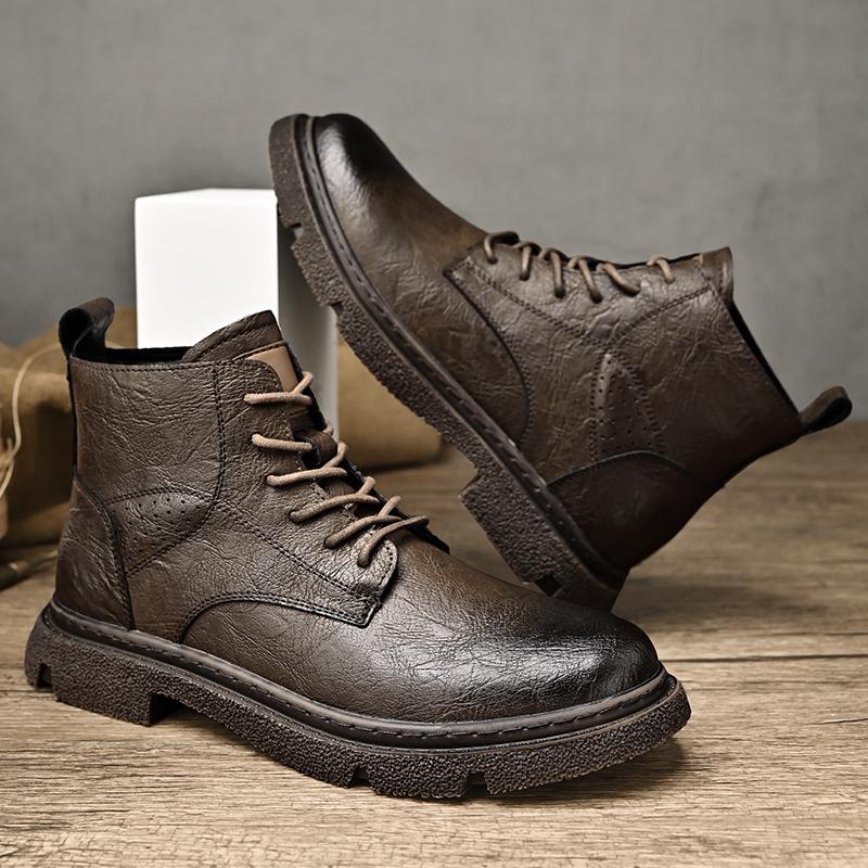 FashionPunk Style Motorcycle Boots for Men Retro Style Leather Male Sneakers Fashion Brand Men Casual Shoes Comfortable Man Ankle Boots