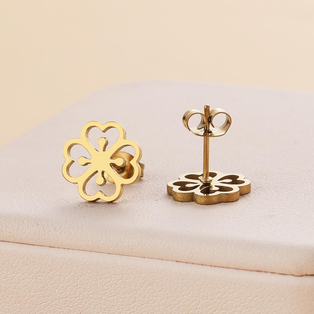 316L Stainless Steel Sakura Stud Earrings For Women Girls Gold Color Sweet Flower Fashion Ear Zircon Birthday Gifts Wholesale