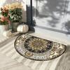 Floral Doormat Absorbent Half Round Floor Mat Non-Slip Door Mat Decorative Entrance Rug for Living Room Bathroom Kitchen