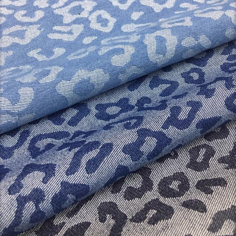 150x50cm Baumwolle Mode Stil Leopardenmuster Garngefärbt Jaquard Gewaschener Denim Stoff Für Kleidung Rock Hose Handgemacht DIY Stoff