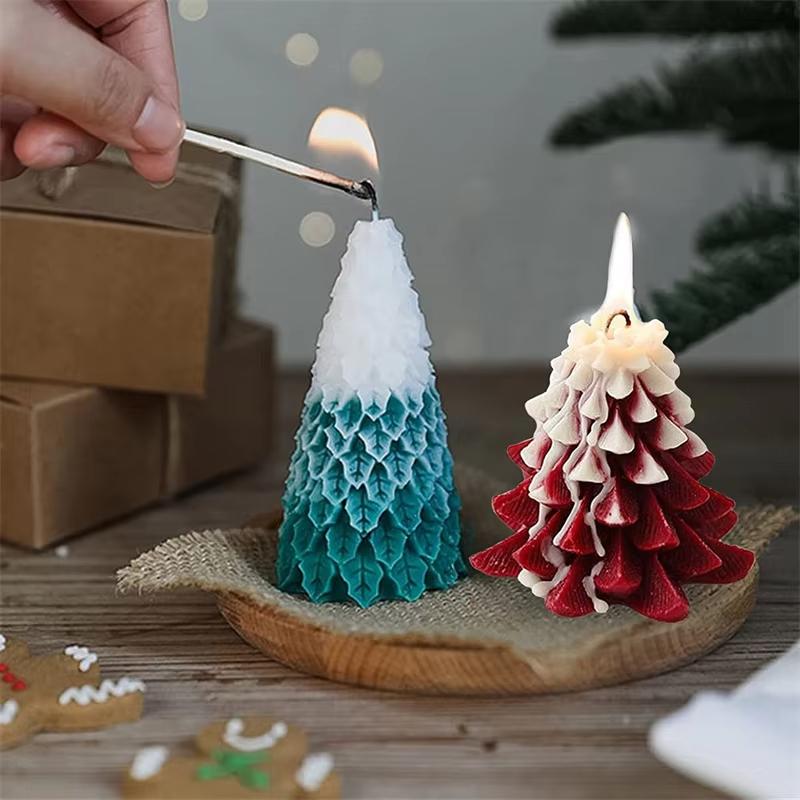 3D Christmas Decor Candle Silicone Mold for DIY Christmas Tree Aromatherapy Resin Plaster Mould Handmade  Chocolate Cake Making