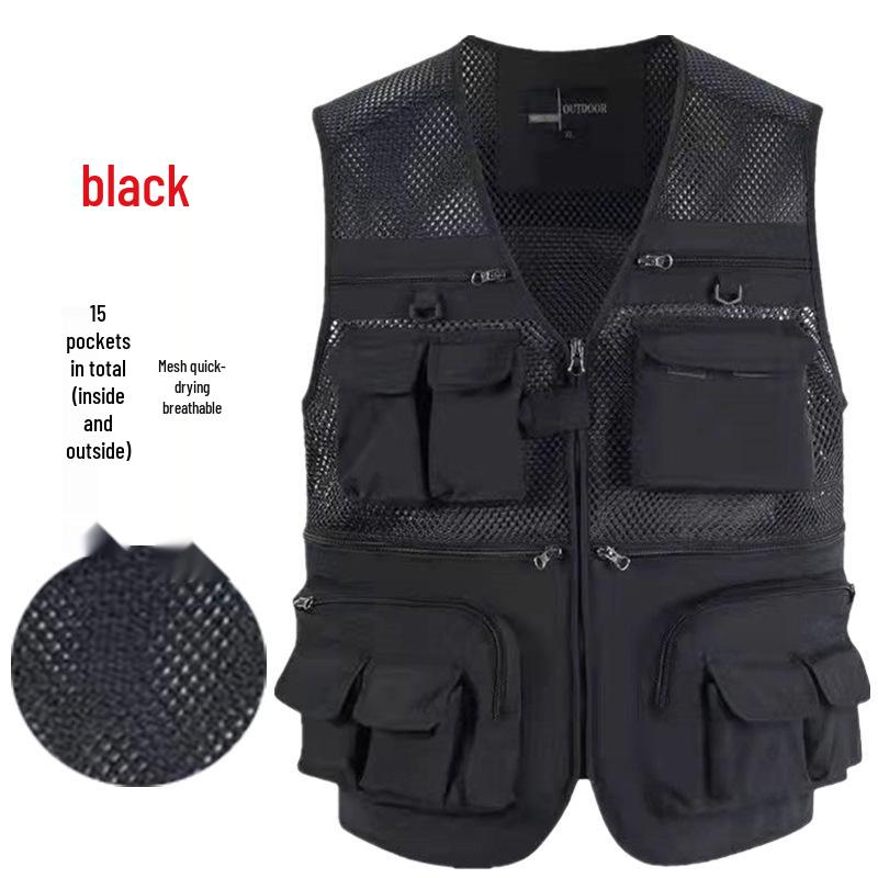 Men's 7XL Quick-Dry Mesh Vest With Multi-Pockets - Breathable Summer Wear