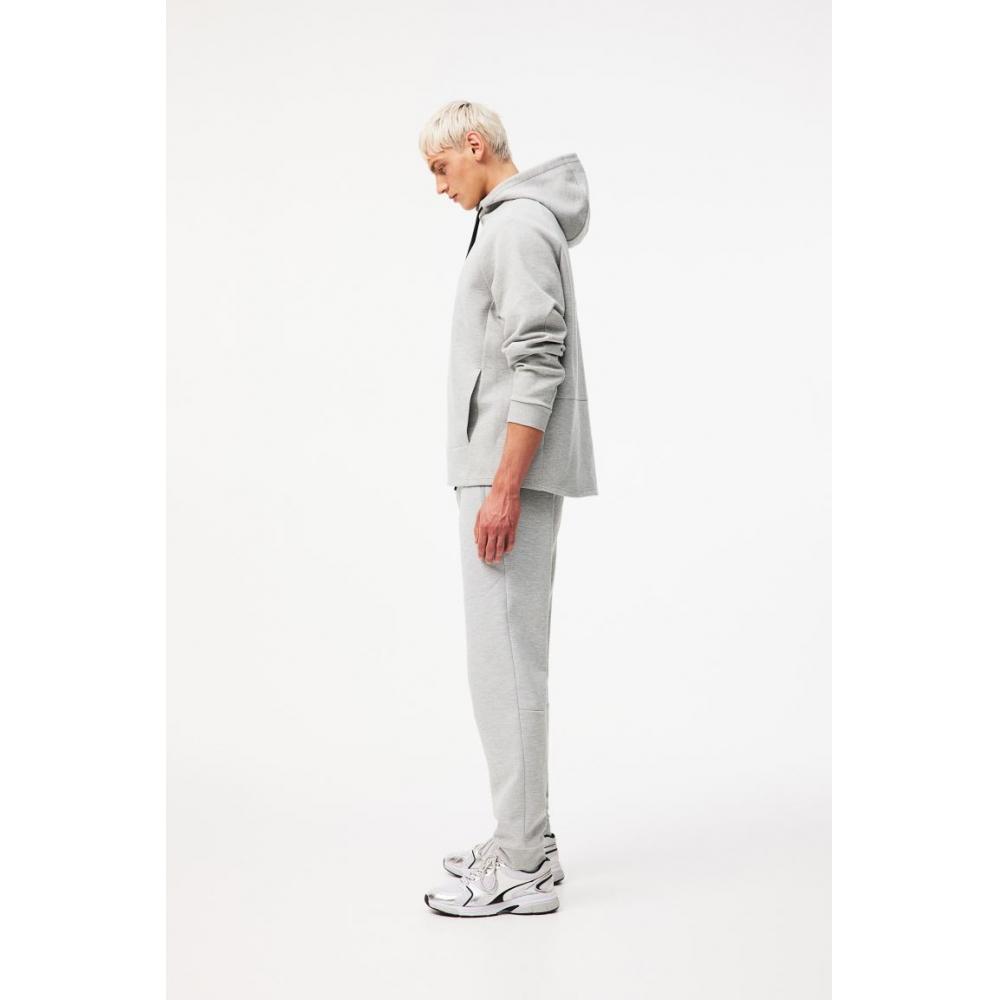 H M dryMove Zip Pocket Detail Tapered tecH Jogger Pants ligHt Grey Melange