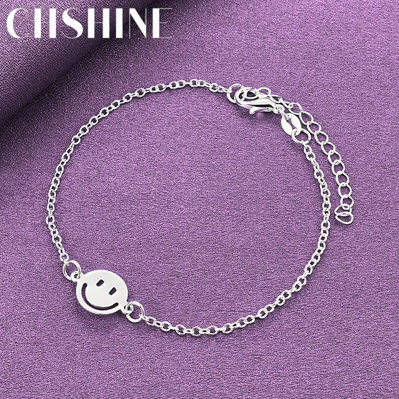 

CHSHINE Браслет-цепочка из стерлингового серебра 925 пробы для женщин, для свадьбы, вечеринки, модные шармы, ювелирные изделия 20cm