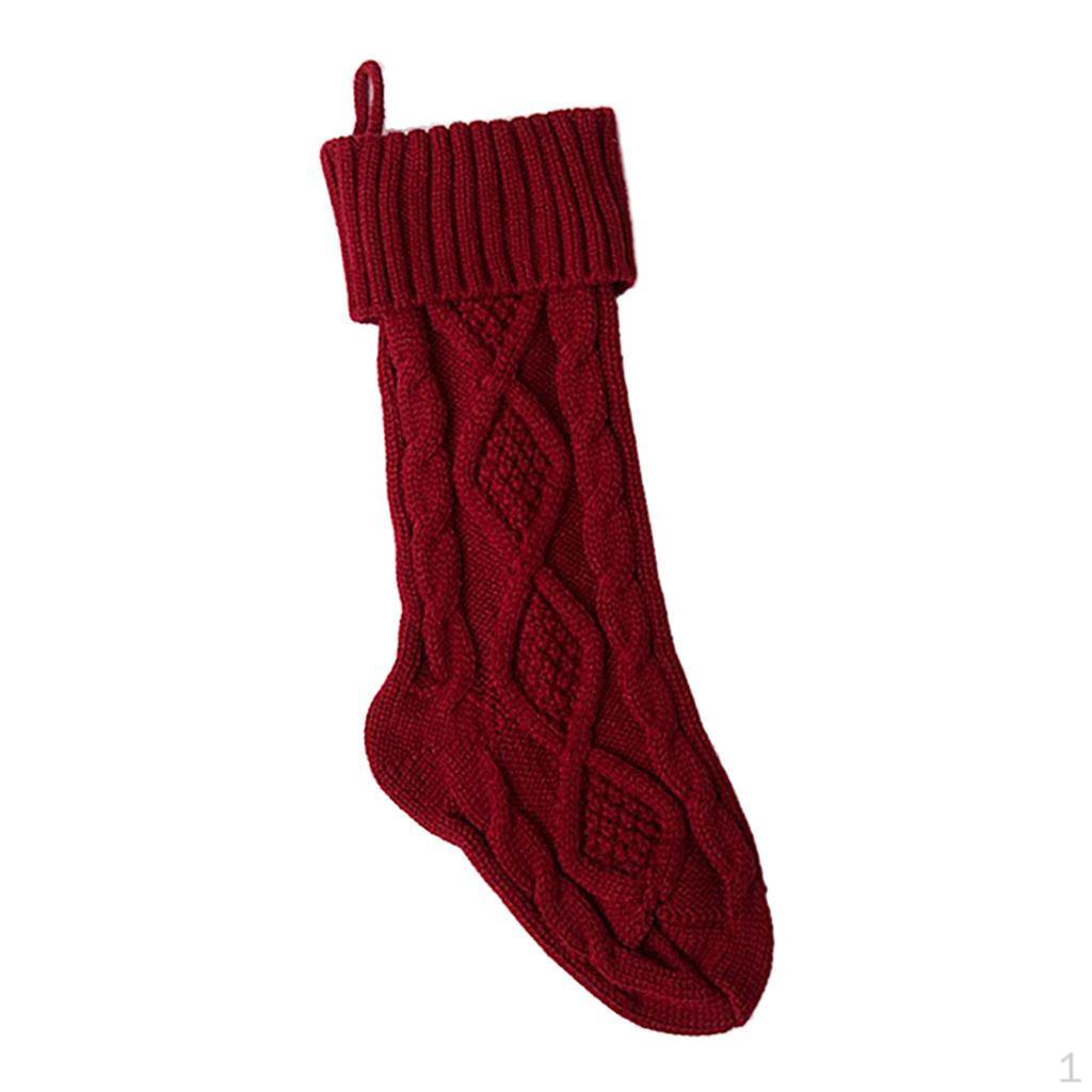 

Heavy Knit Christmas Gift Present Candy Socks Stocking Holidays Party Home Decoration Red 37cm