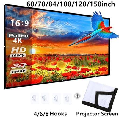 60 /70 /84 /100 /120 /150Inch Portble Projector Screen HD 16:9 Diagonal Projection Screen Foldable Home Theater for Wall Projection Indoors Outdoors