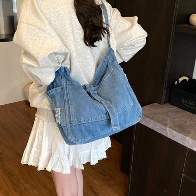 2025 Vintage Denimová Crossbody Taška přes Rameno - Trendy, Velkokapacitní, Ležérní Univerzální Tote pro Ženy