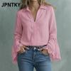 JPNTKY Women's Fashion Casual Long Sleeve V-Neck Blouses & Shirts