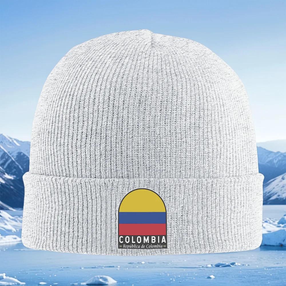 Colombia national flag emblem design Unisex Women Unisex Knitted Hat Beanie Pullover Cap Winter Thermal Warm Christmas Outdoor
