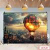 2D Steampunk Hete Luchtballon Foto Achtergrond Fantasie Feest Decor Doek