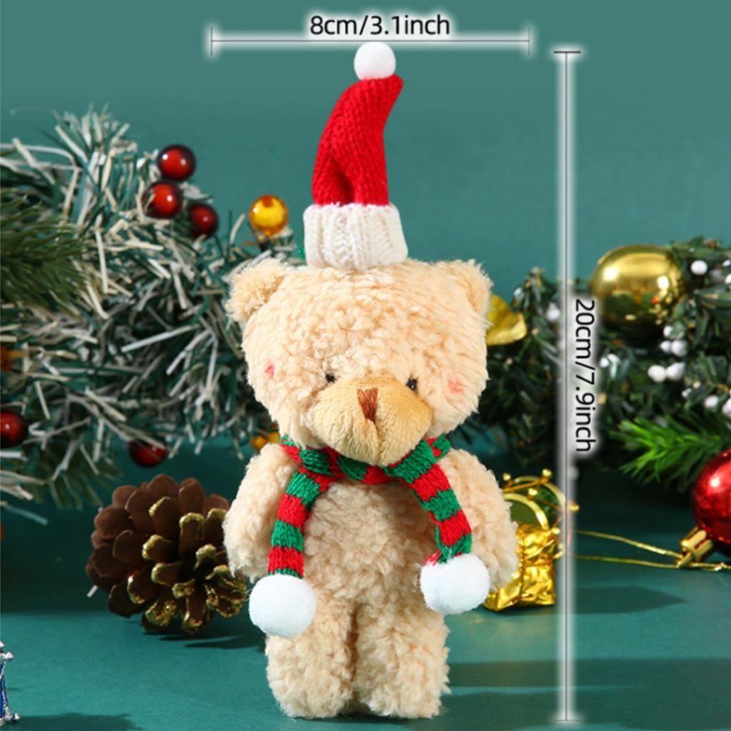 1-20 Pièces Poupées Peluches Ours de Noël 20cm Mignon Animal Ours en Peluche Jouets Suspendus Sac Décorations d'Arbre de Noël Cadeaux de Fête