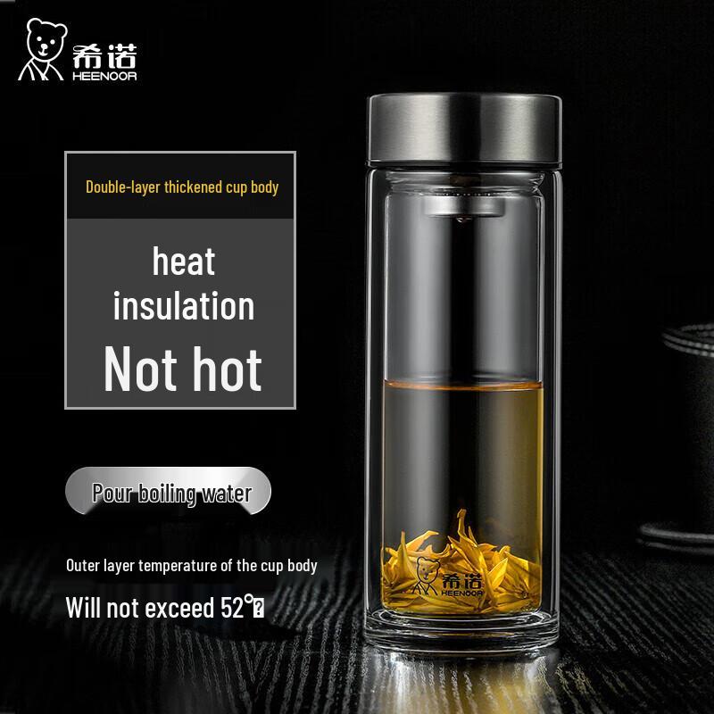 Cenno Double Layer Borosilicate Glass Tea Infuser Bottle XN-6595