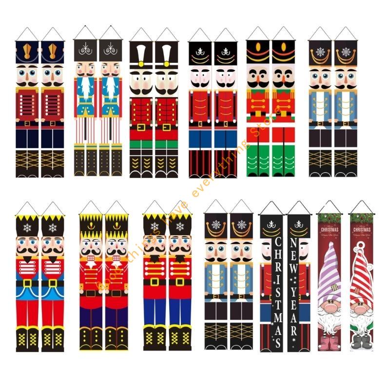 2025 New Year Nutcrackers Soldier Decoration Couplet Santa Hanging Flag 55KF