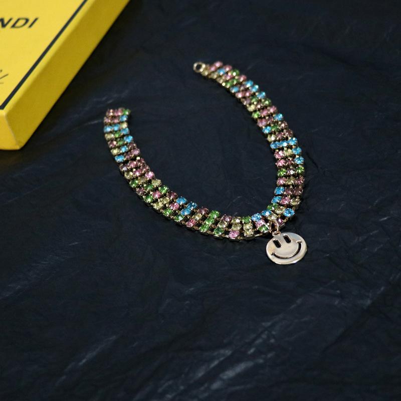 

Tooxika Colourful Rhinestone Smiley Necklace Niche Chic Personality Choker Collarbone Chain