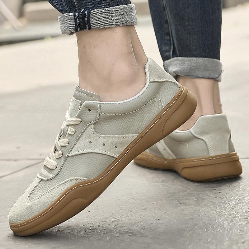 Fashion High Quality Male Outdoor Flats Men's Genuine Leather Sneakers Casual Fashion Walking Shoes Comfortable Skate Shoes for Men